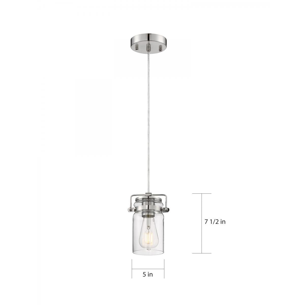 Image 6 Antebellum 5" Wide Polished and Glass Nickel Mini Pendant more views