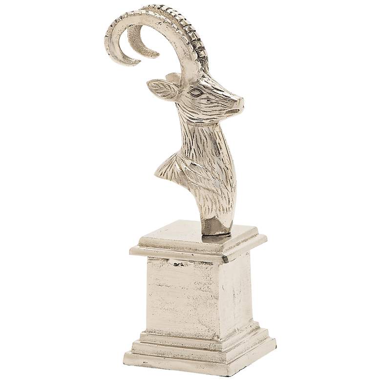 Image 1 Antelope Bust 13" High Silver Aluminum Statue