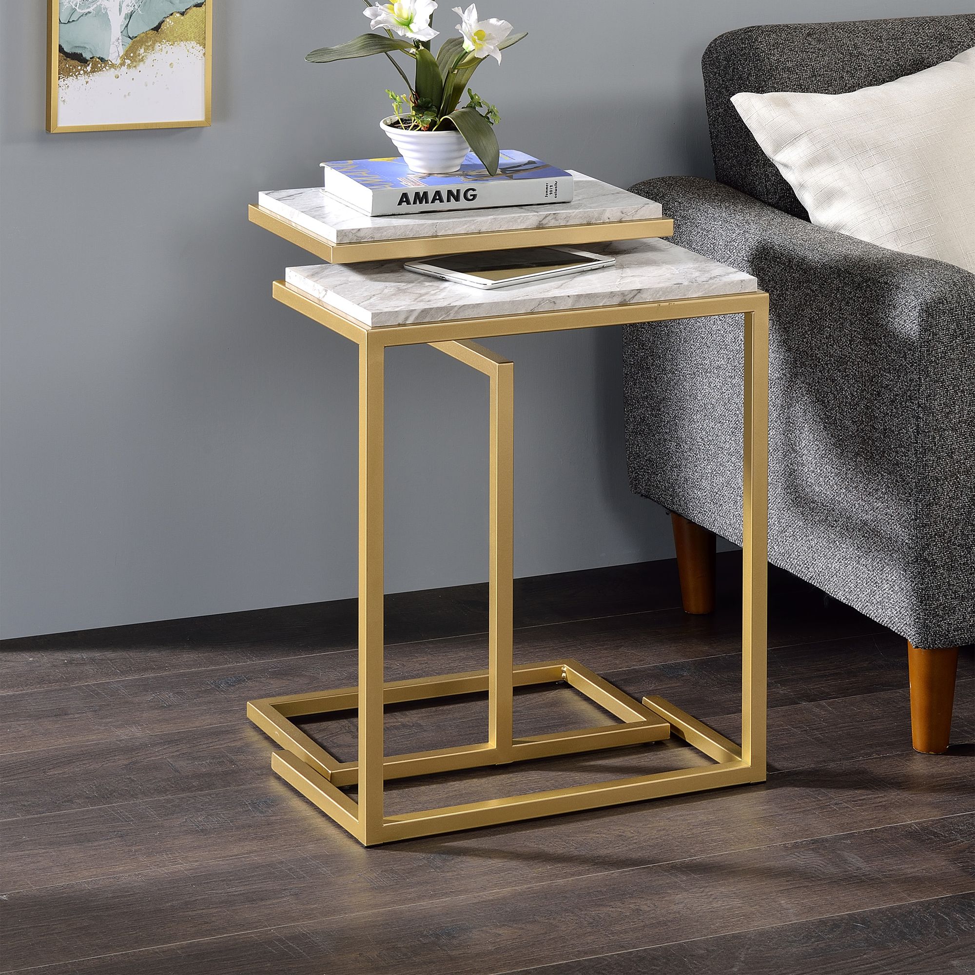 faux marble nesting tables