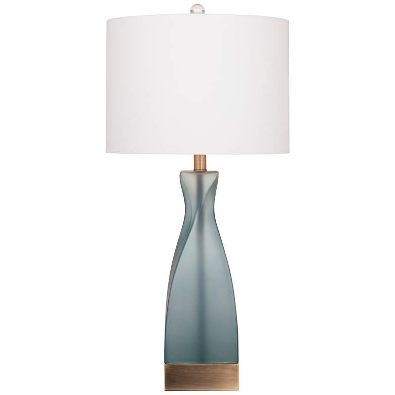Image 2 Anthea Frosted Blue Glass with Antique Bronze LED Table Lamp