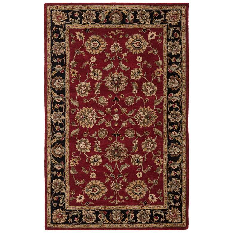 Image 2 Anthea MY08 5'x8' Red and Black Floral Rectangular Area Rug