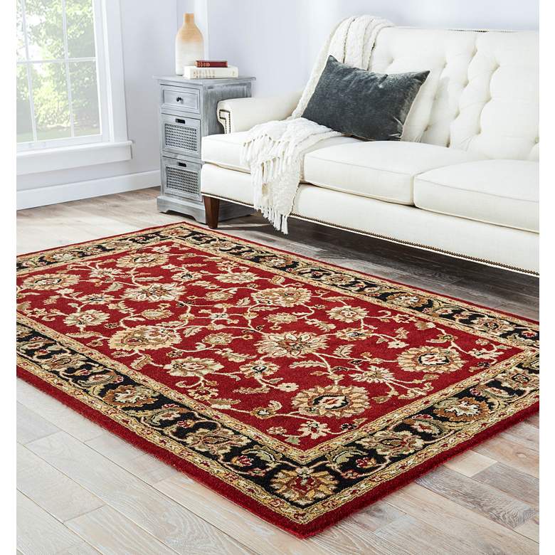 Image 1 Anthea MY08 5'x8' Red and Black Floral Rectangular Area Rug