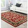 Anthea MY08 5&#39;x8&#39; Red and Black Floral Rectangular Area Rug