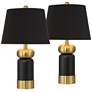 3_Anthem 19" High Black and Brass Table Lamp Set of 2