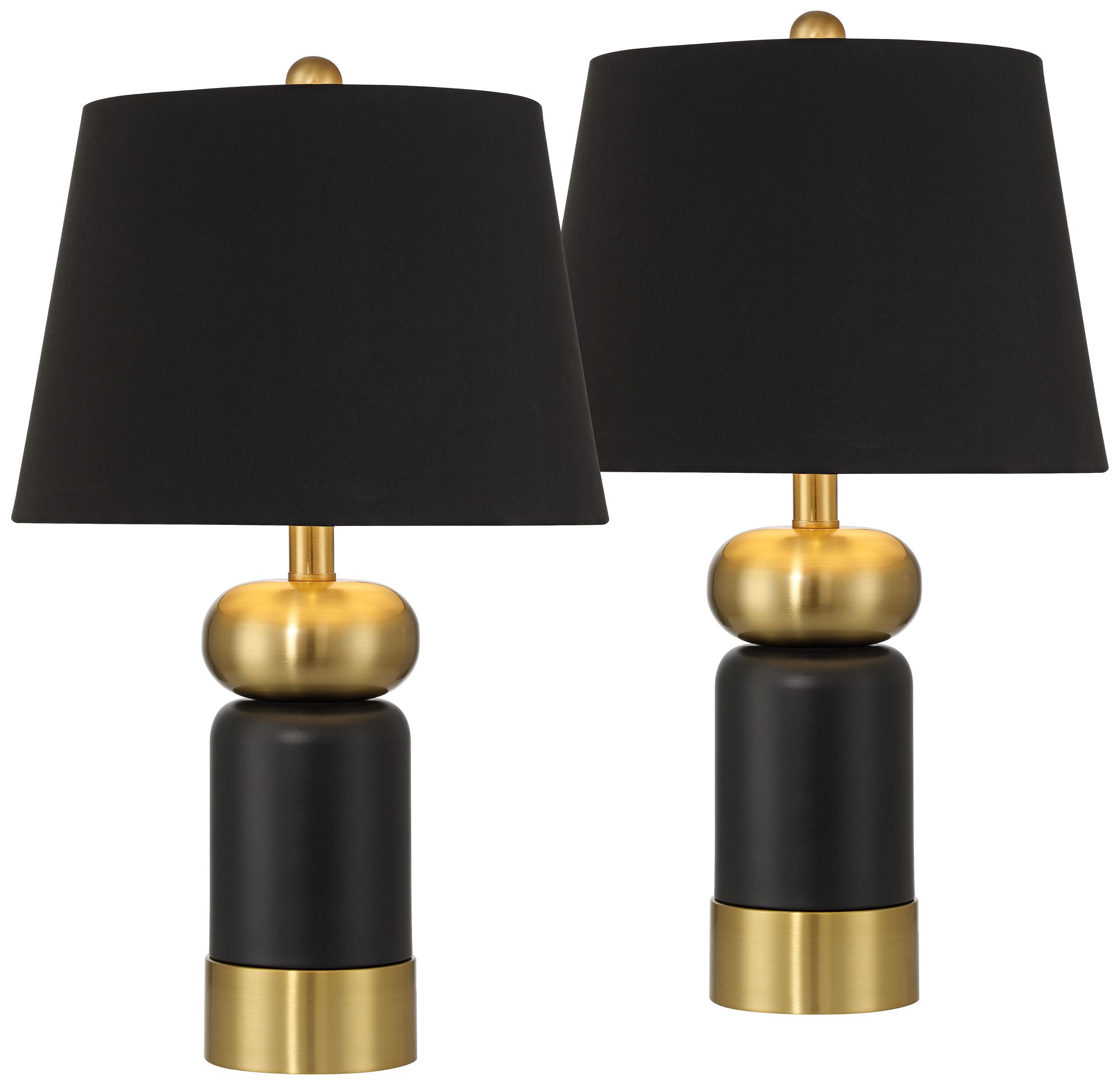 Image 3 Anthem 21 3/4" High Black and Brass Table Lamp Set of 2
