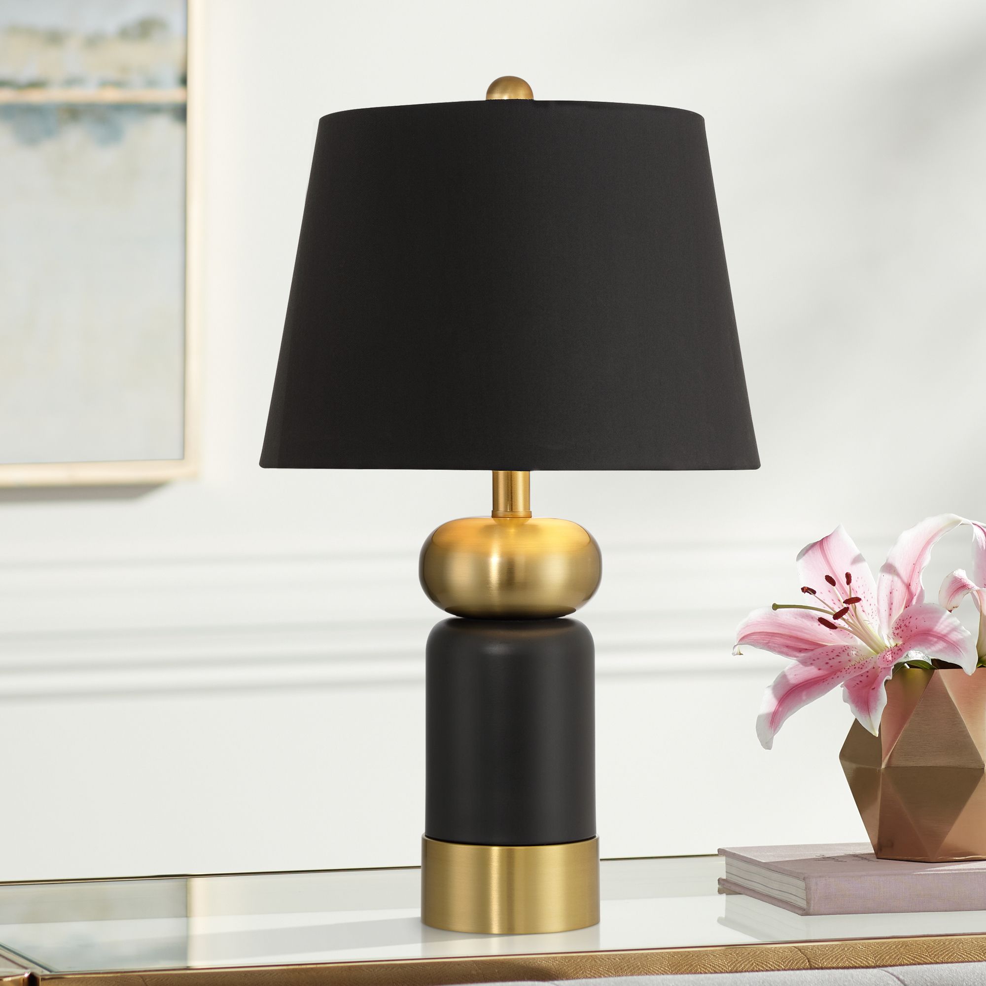 Watch A Video About the Anthem High Black and Brass Table Lamp