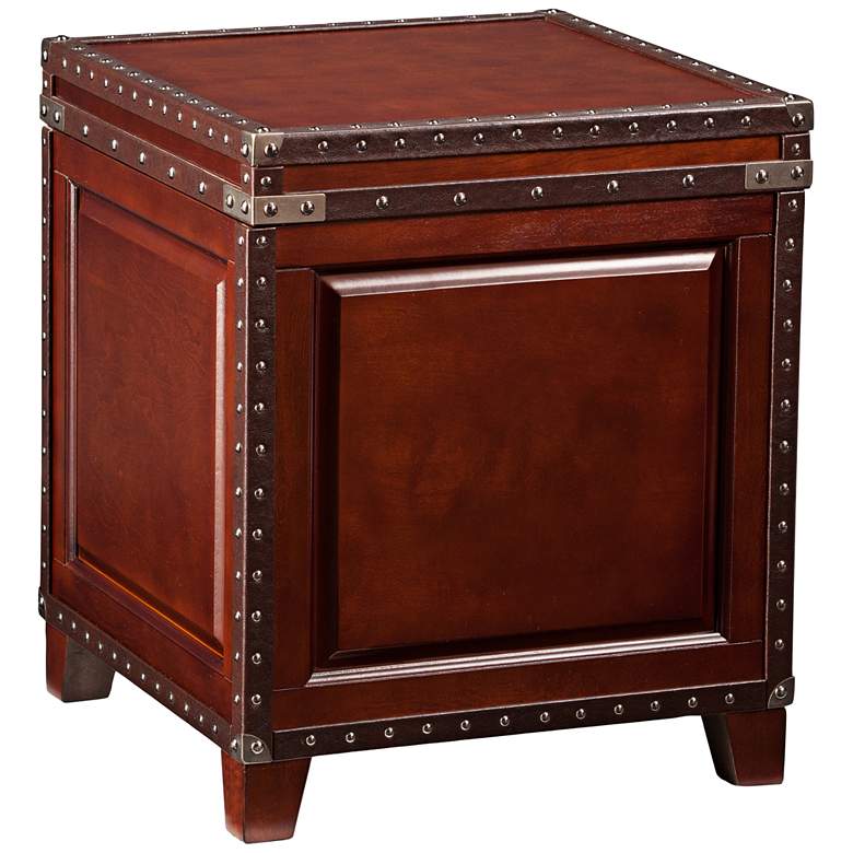 Image 1 Anthony 20 1/2 inch Wide Dark Cherry Wood Trunk End Table