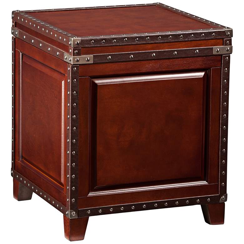 Image 1 Anthony 20 1/2" Wide Dark Cherry Wood Trunk End Table