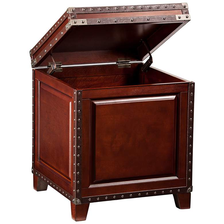 Image 2 Anthony 20 1/2" Wide Dark Cherry Wood Trunk End Table more views