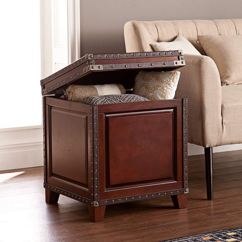 Image 6 Anthony 20 1/2" Wide Dark Cherry Wood Trunk End Table more views