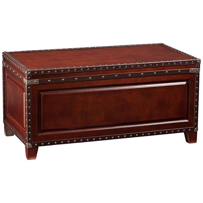 Image 1 Anthony 39 3/4" Wide Dark Cherry Wood Trunk Cocktail Table