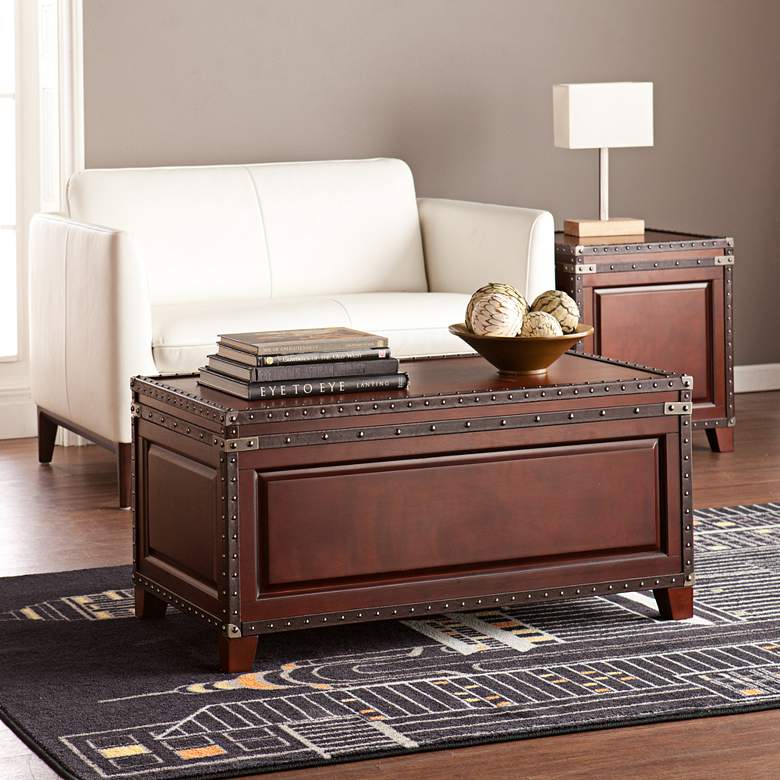 Image 4 Anthony 39 3/4" Wide Dark Cherry Wood Trunk Cocktail Table more views