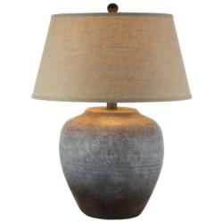 Anthony California 27.5 Inches Hydrocal Table Lamp in Grey Rust Frost