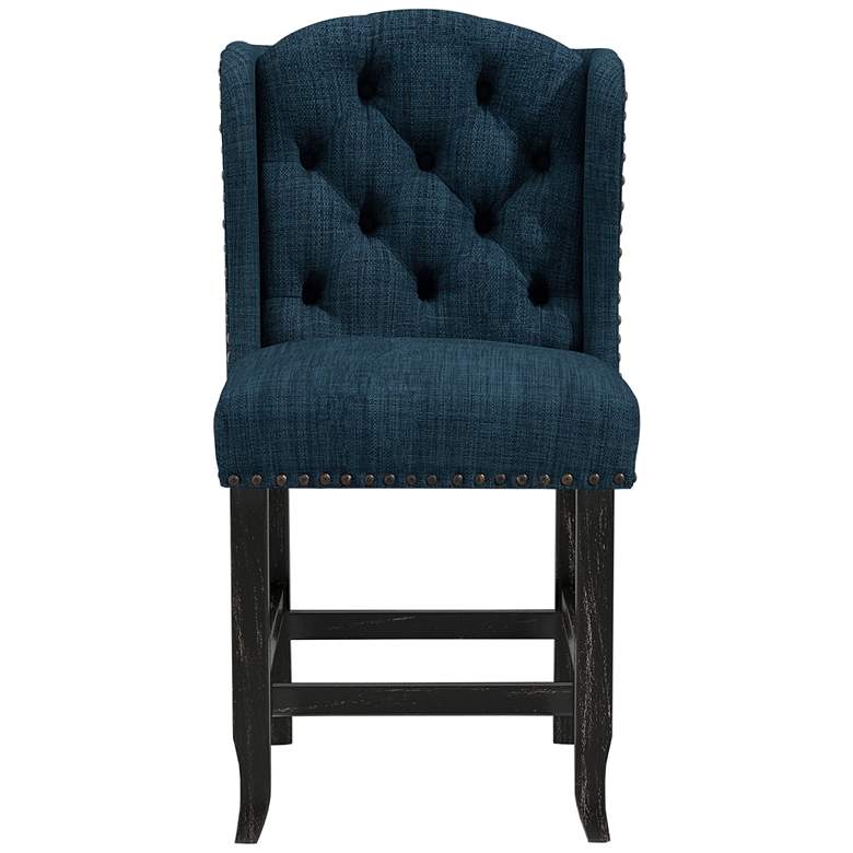 Image 4 Anthus 25 1/4" Blue Linen Tufted Counter Stools Set of 2 more views