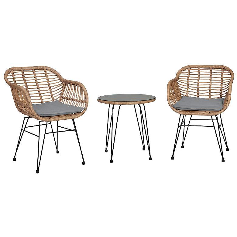 Image 1 Antibes 1.0 Patio 2-Person Seating Group with End Table with Grey Cushions