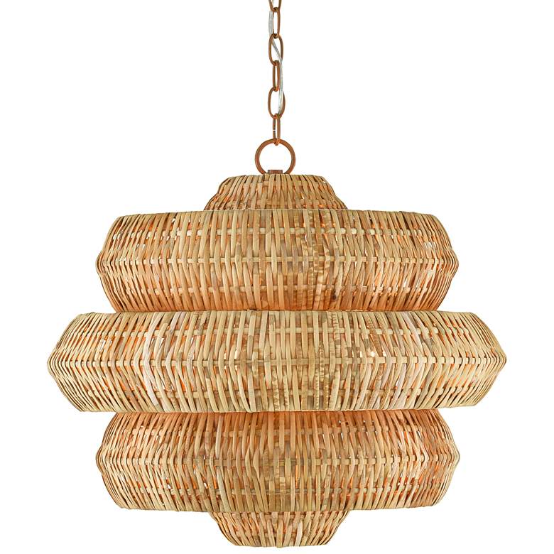 Image 2 Antibes 22 1/2 inch Wide Khaki and Natural Rattan Modern Pendant Light