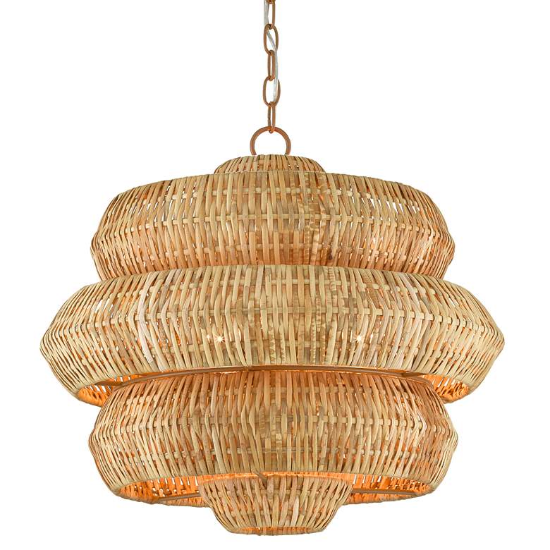Antibes 22 1/2 inch Wide Khaki and Natural Rattan Modern Pendant Light more views