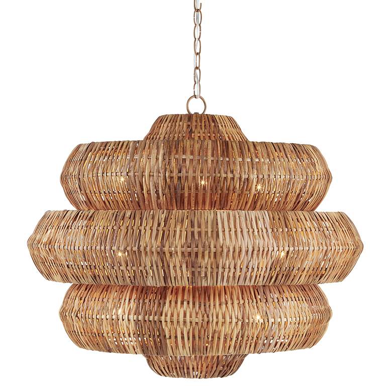 Image 2 Antibes 30" Wide Khaki and Natural Rattan Chandelier