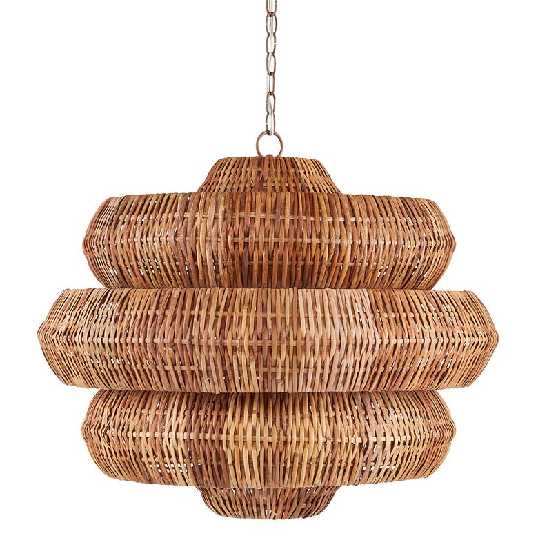Image 4 Antibes 30" Wide Khaki and Natural Rattan Chandelier more views