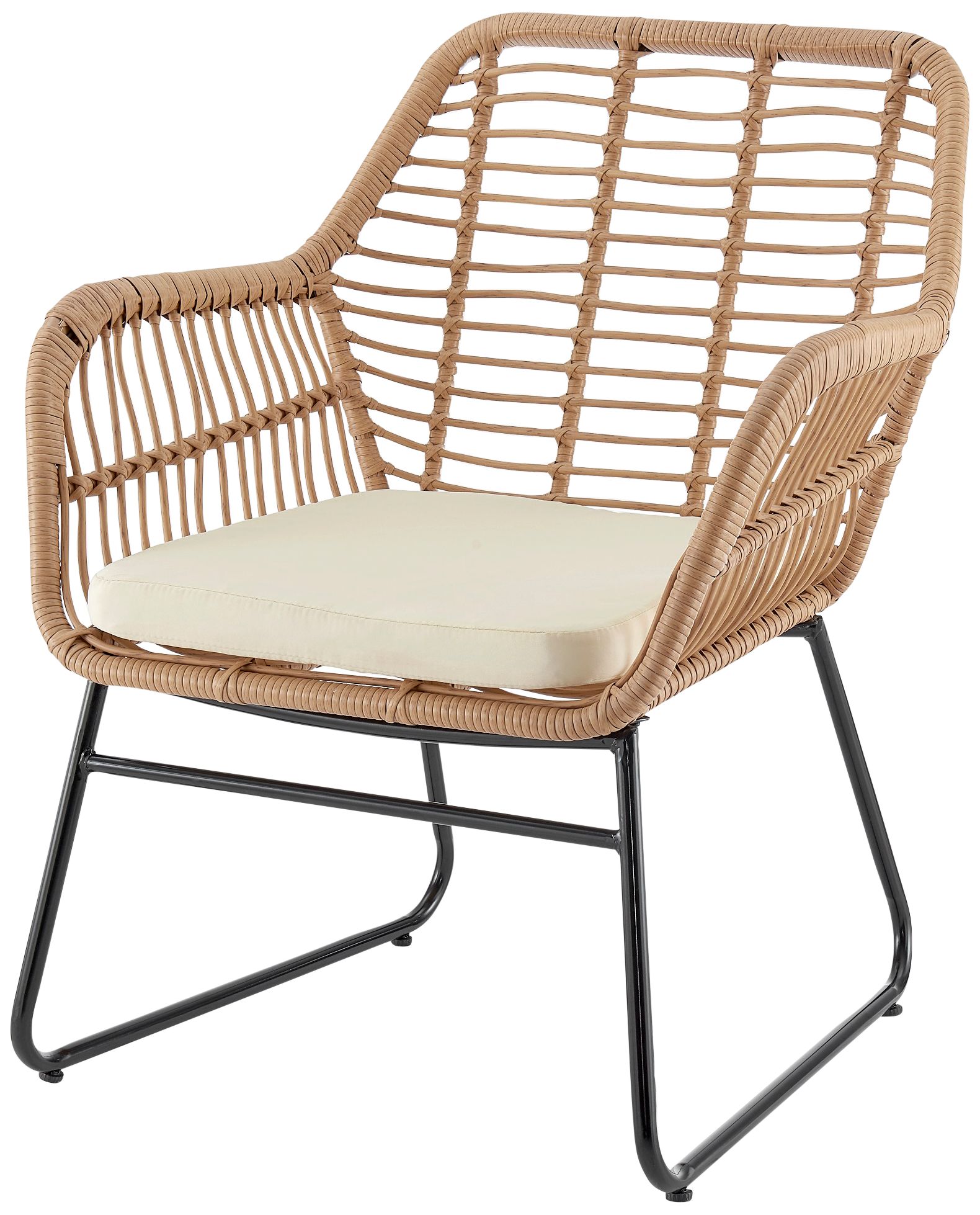 Antibes Rattan Steel 4-Piece Patio Set with Cream Cushion in scene