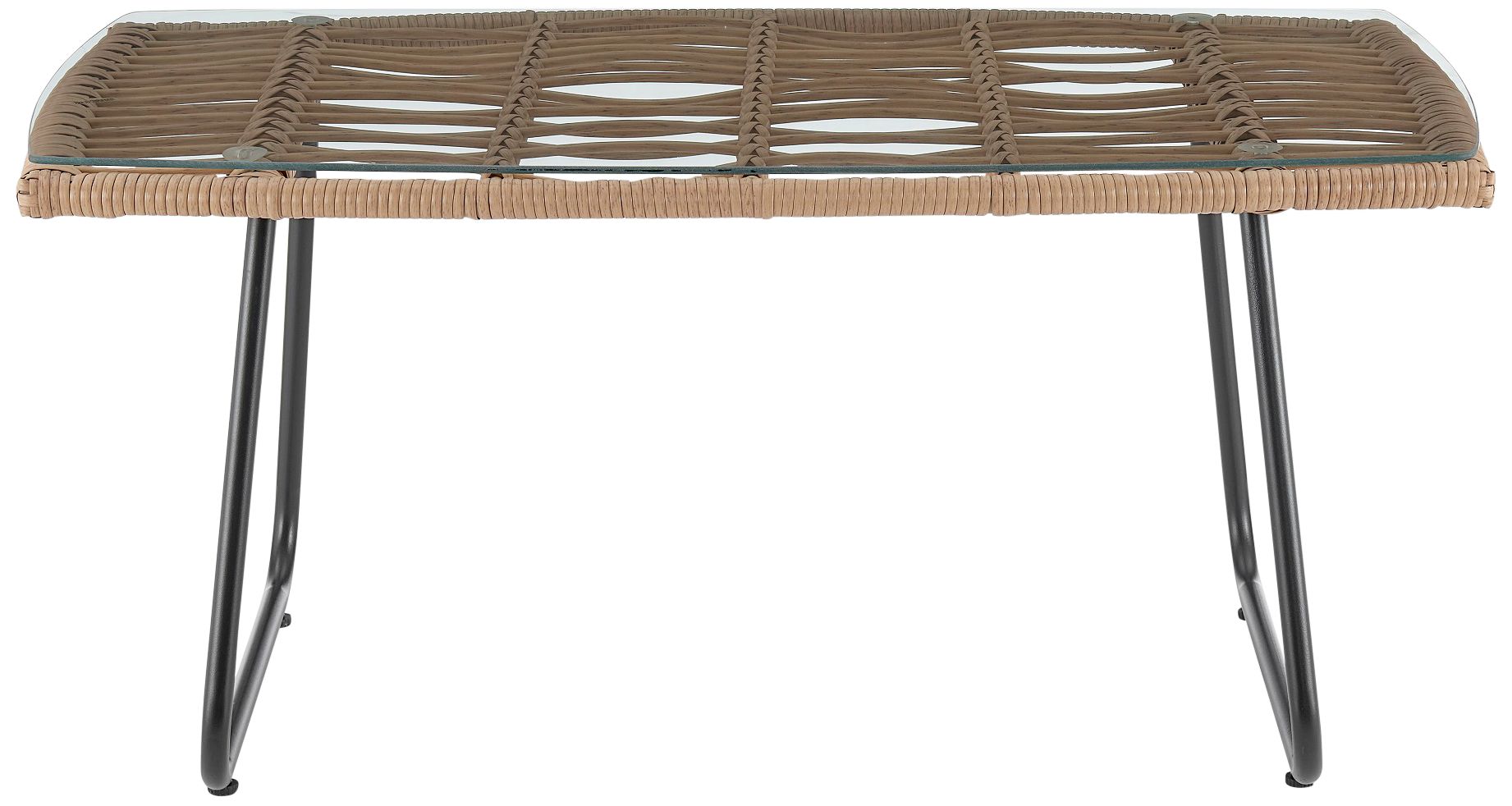 Antibes Rattan Steel 4-Piece Patio Set with Cream Cushion in scene