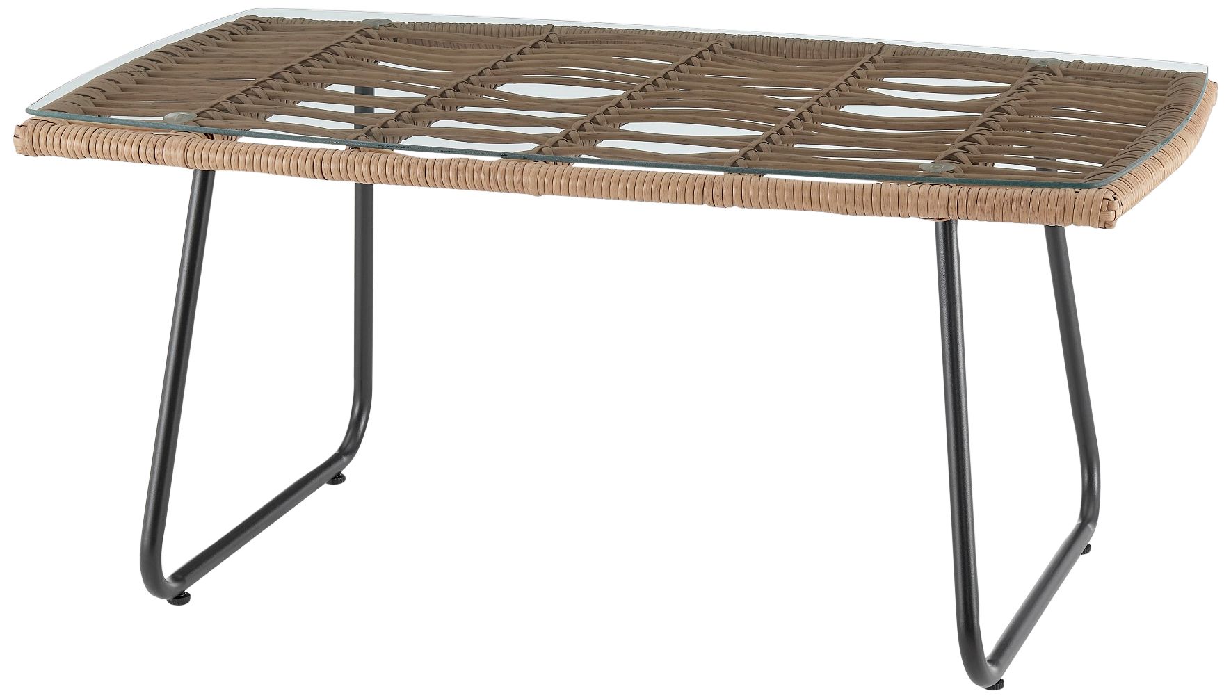 Antibes Rattan Steel 4-Piece Patio Set with Cream Cushion in scene