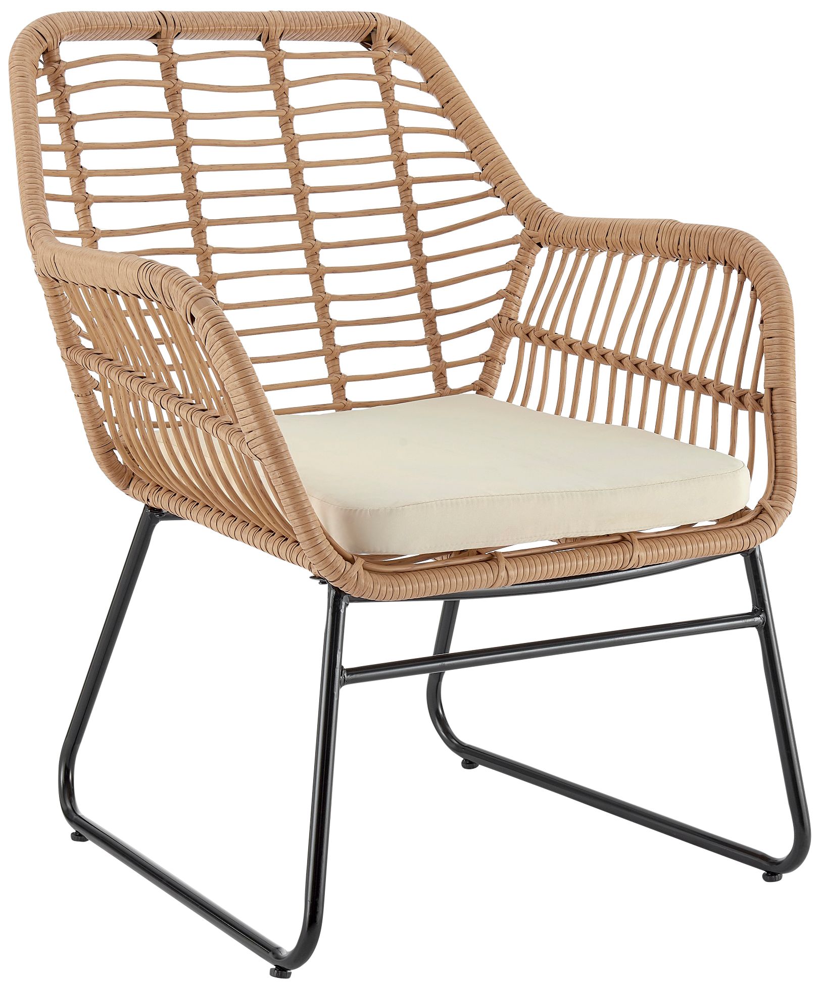 Antibes Rattan Steel 4-Piece Patio Set with Cream Cushion in scene