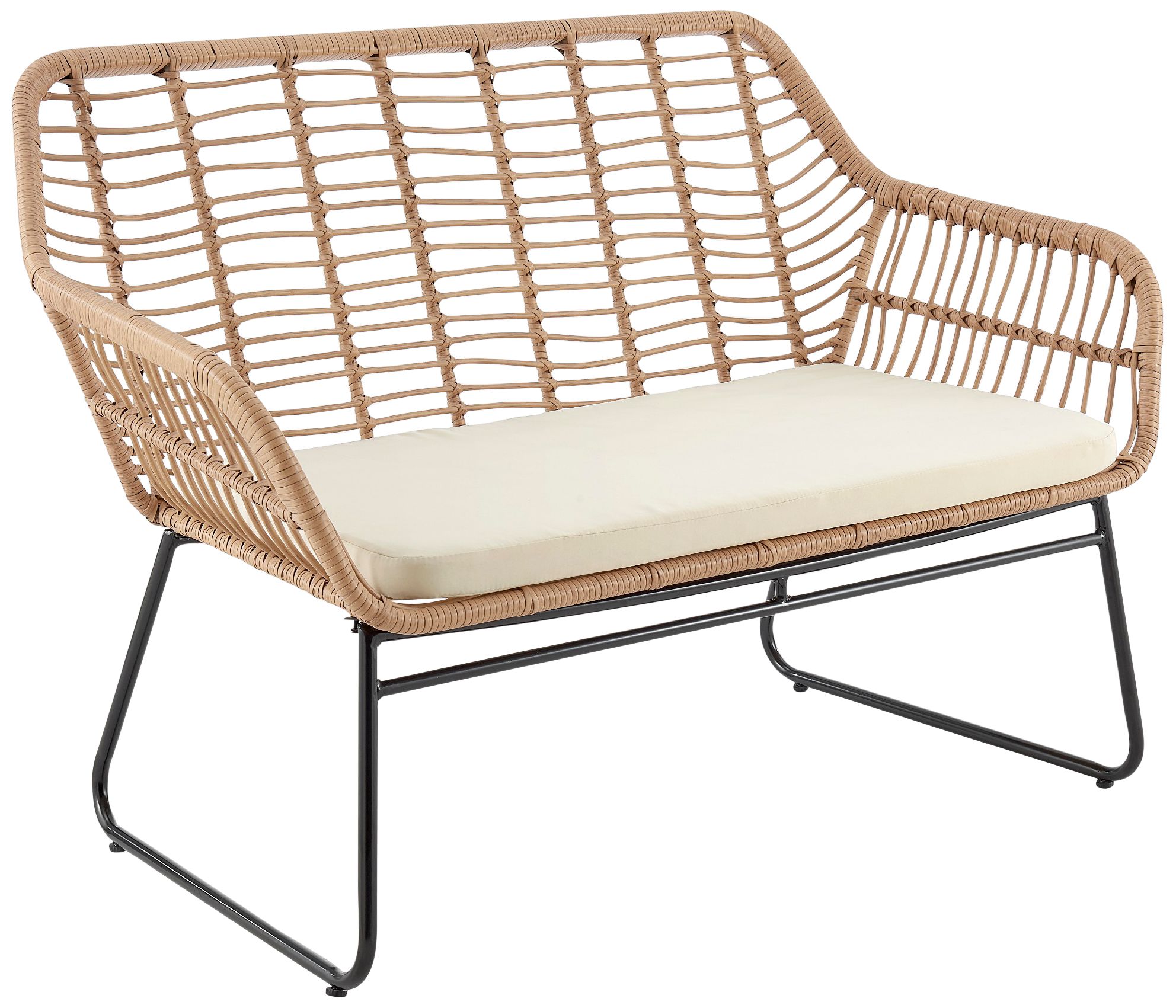 Antibes Rattan Steel 4-Piece Patio Set with Cream Cushion in scene