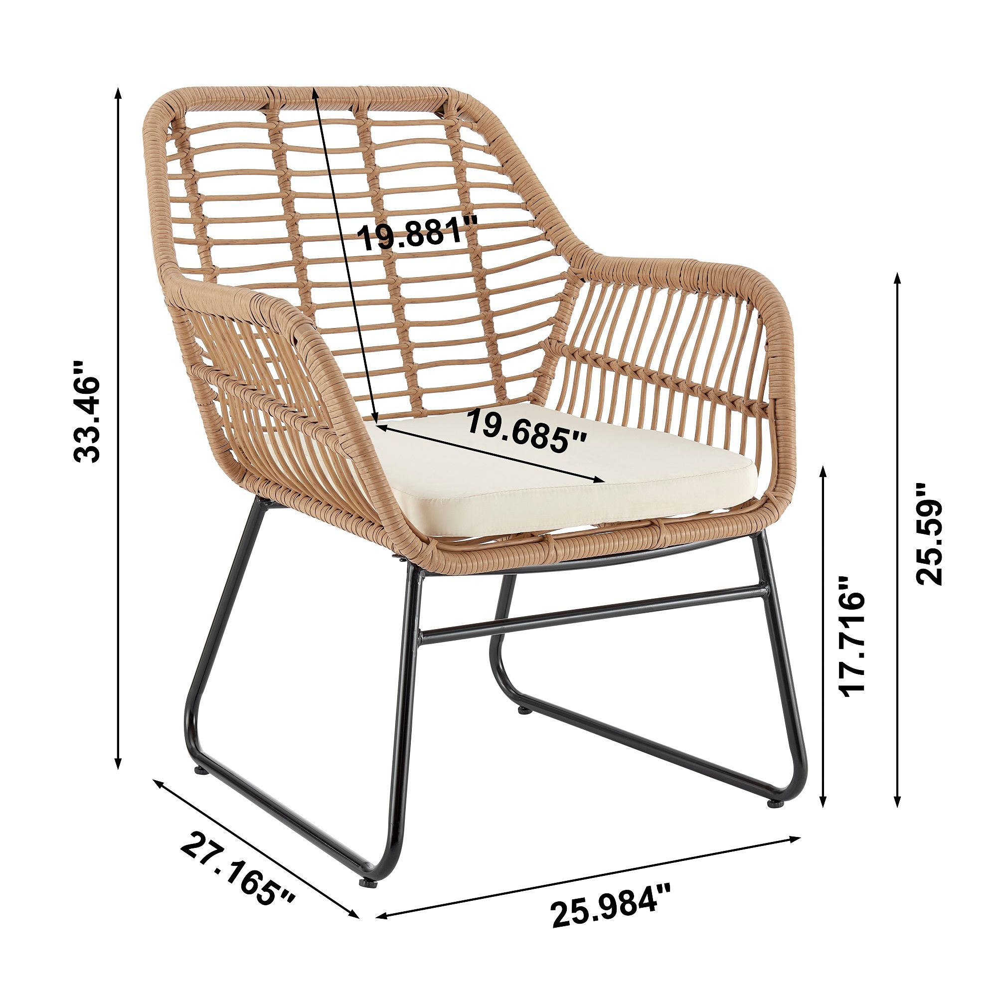 Antibes Rattan Steel 4-Piece Patio Set with Cream Cushion in scene