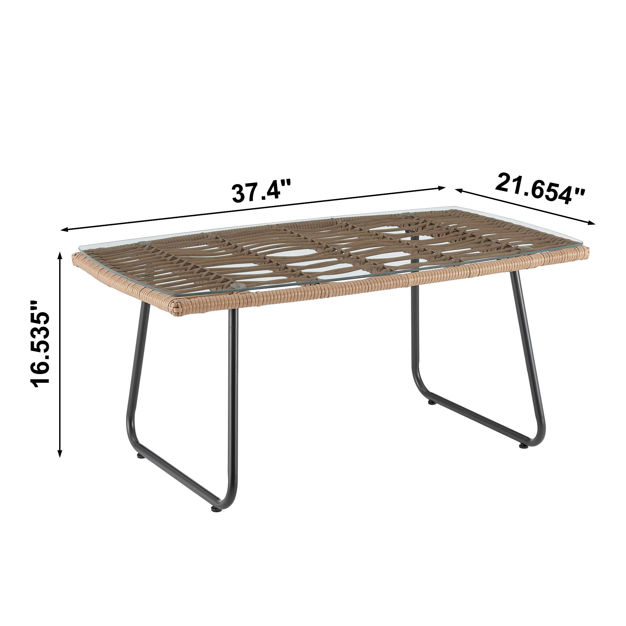 Antibes Rattan Steel 4-Piece Patio Set with Cream Cushion in scene