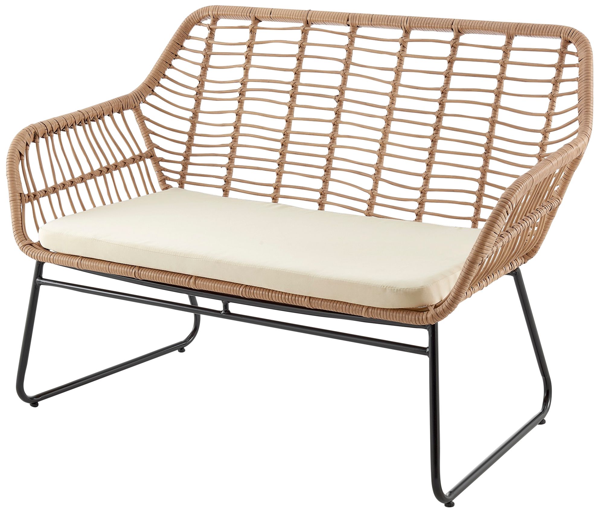 Antibes Rattan Steel 4-Piece Patio Set with Cream Cushion in scene