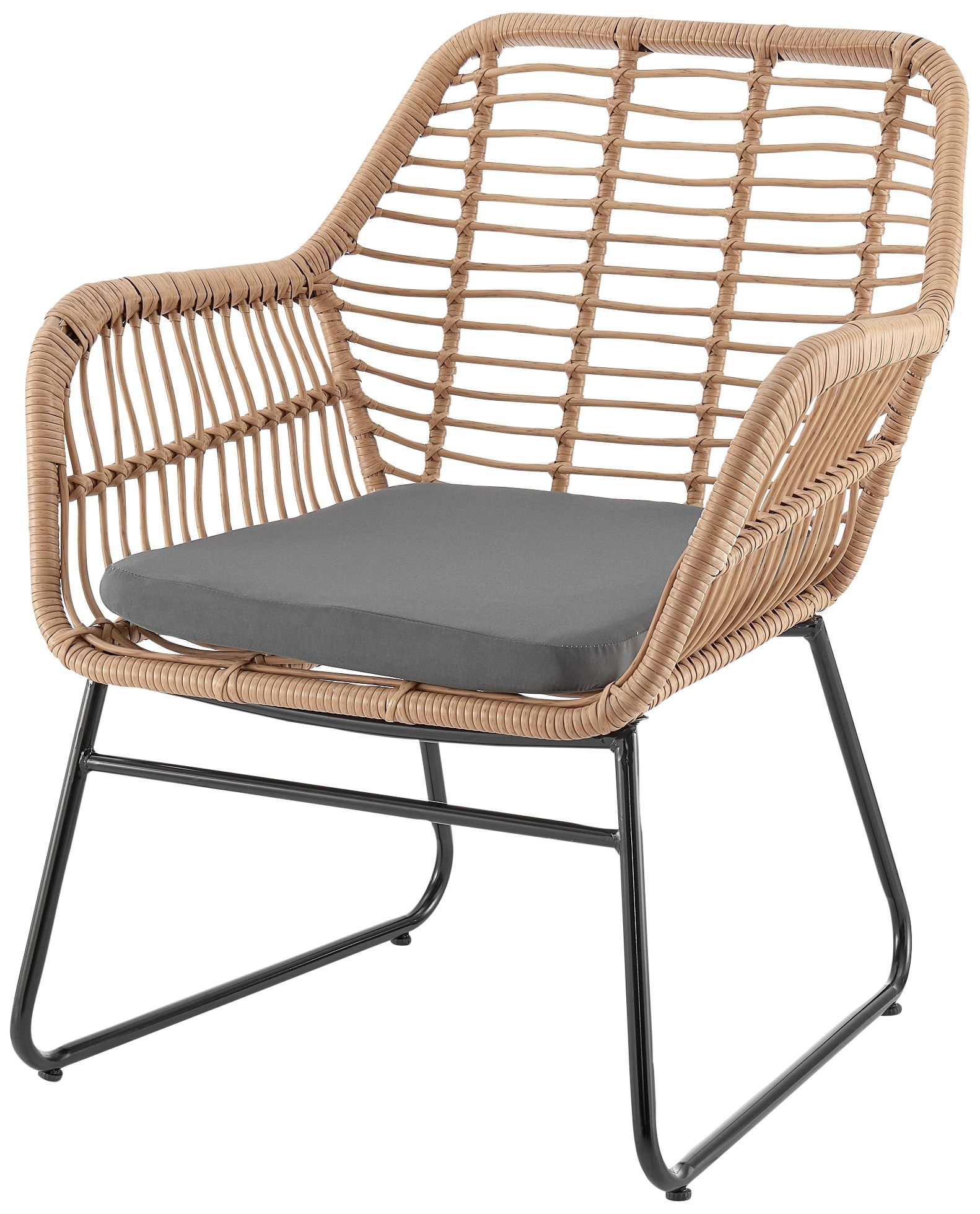 Antibes Rattan Steel 4-Piece Patio Set with Gray Cushion in scene