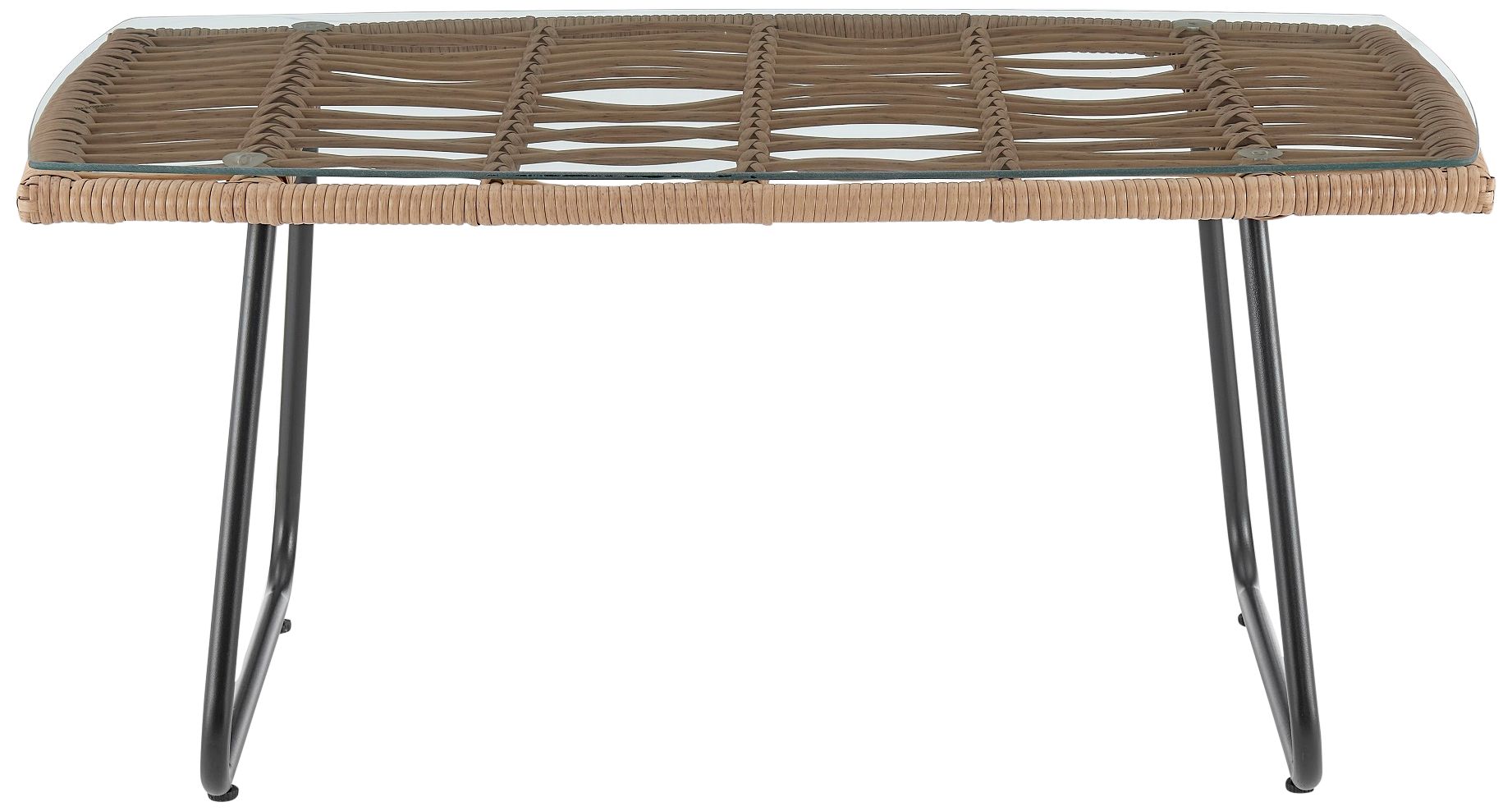 Antibes Rattan Steel 4-Piece Patio Set with Gray Cushion in scene