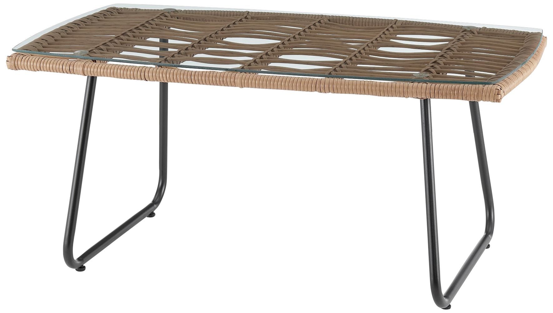 Antibes Rattan Steel 4-Piece Patio Set with Gray Cushion in scene