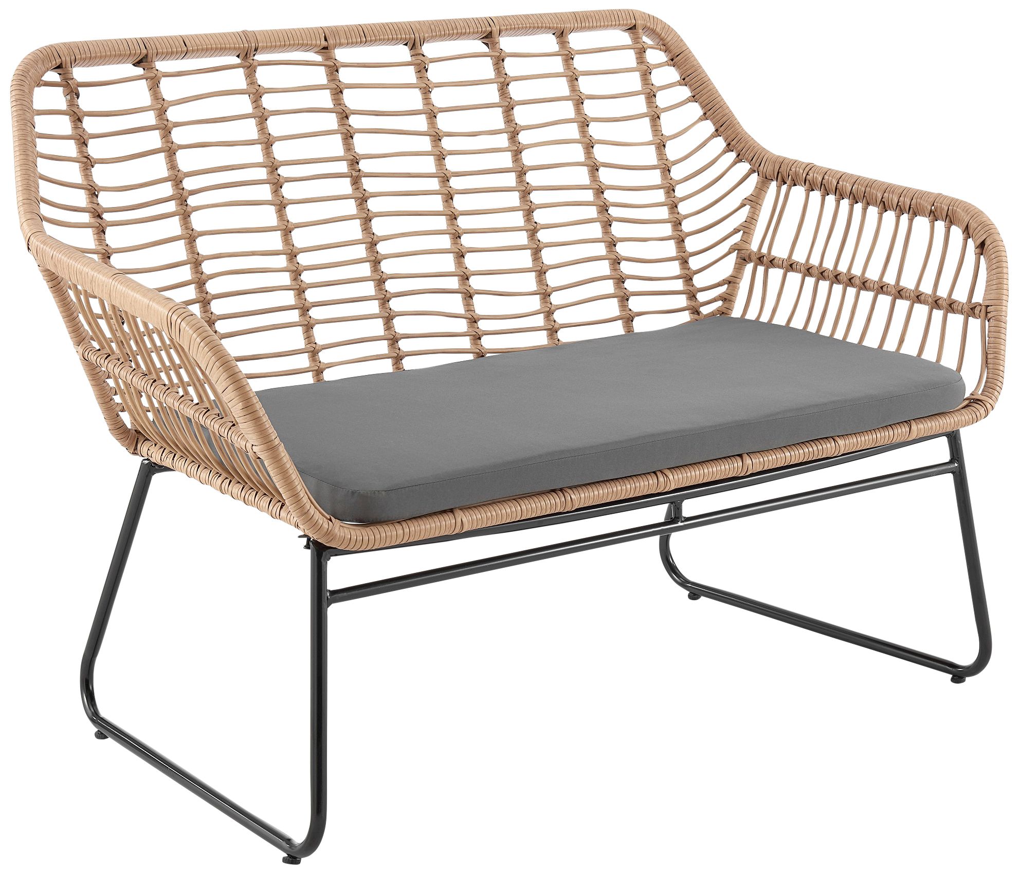 Antibes Rattan Steel 4-Piece Patio Set with Gray Cushion in scene