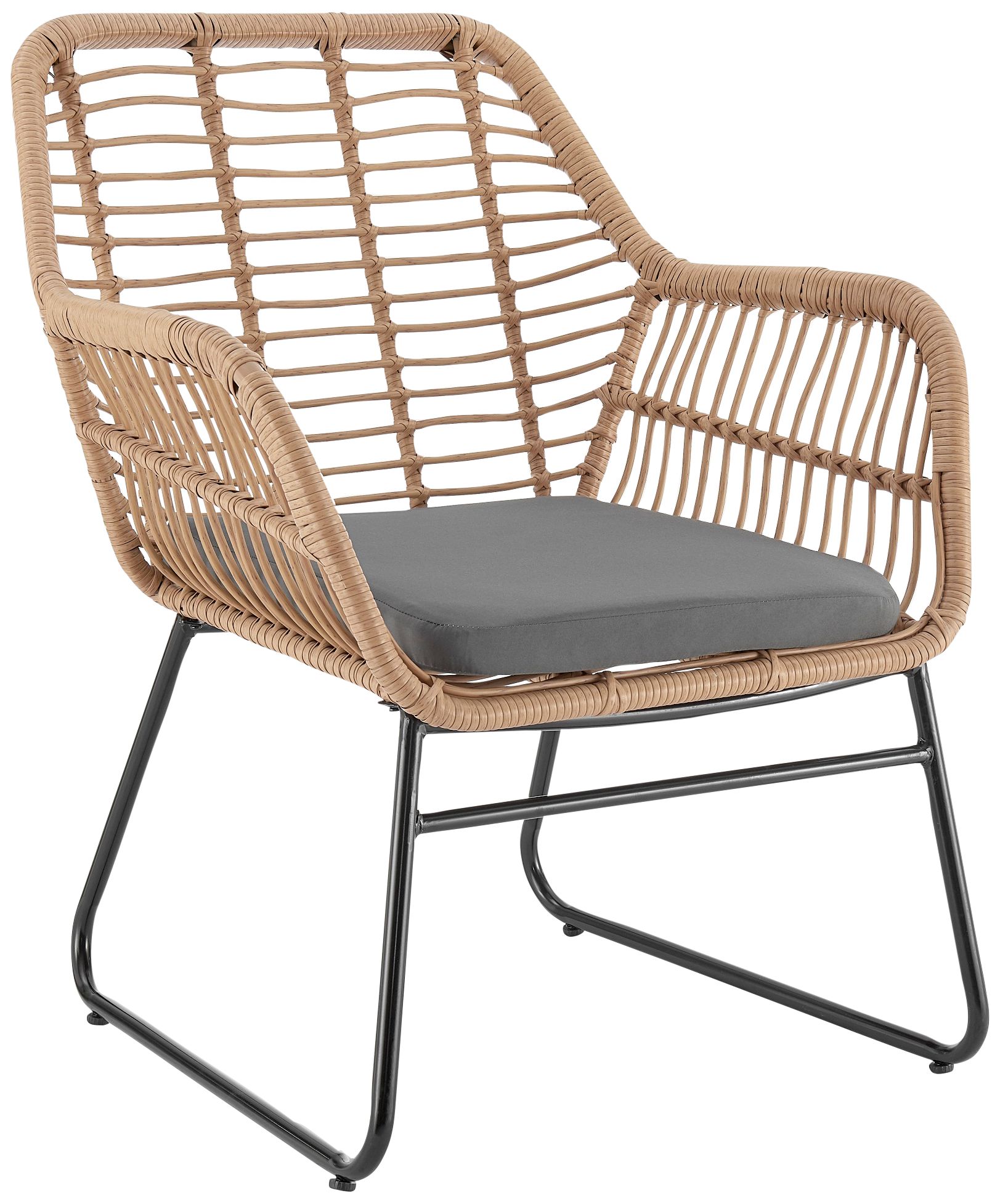 Antibes Rattan Steel 4-Piece Patio Set with Gray Cushion in scene