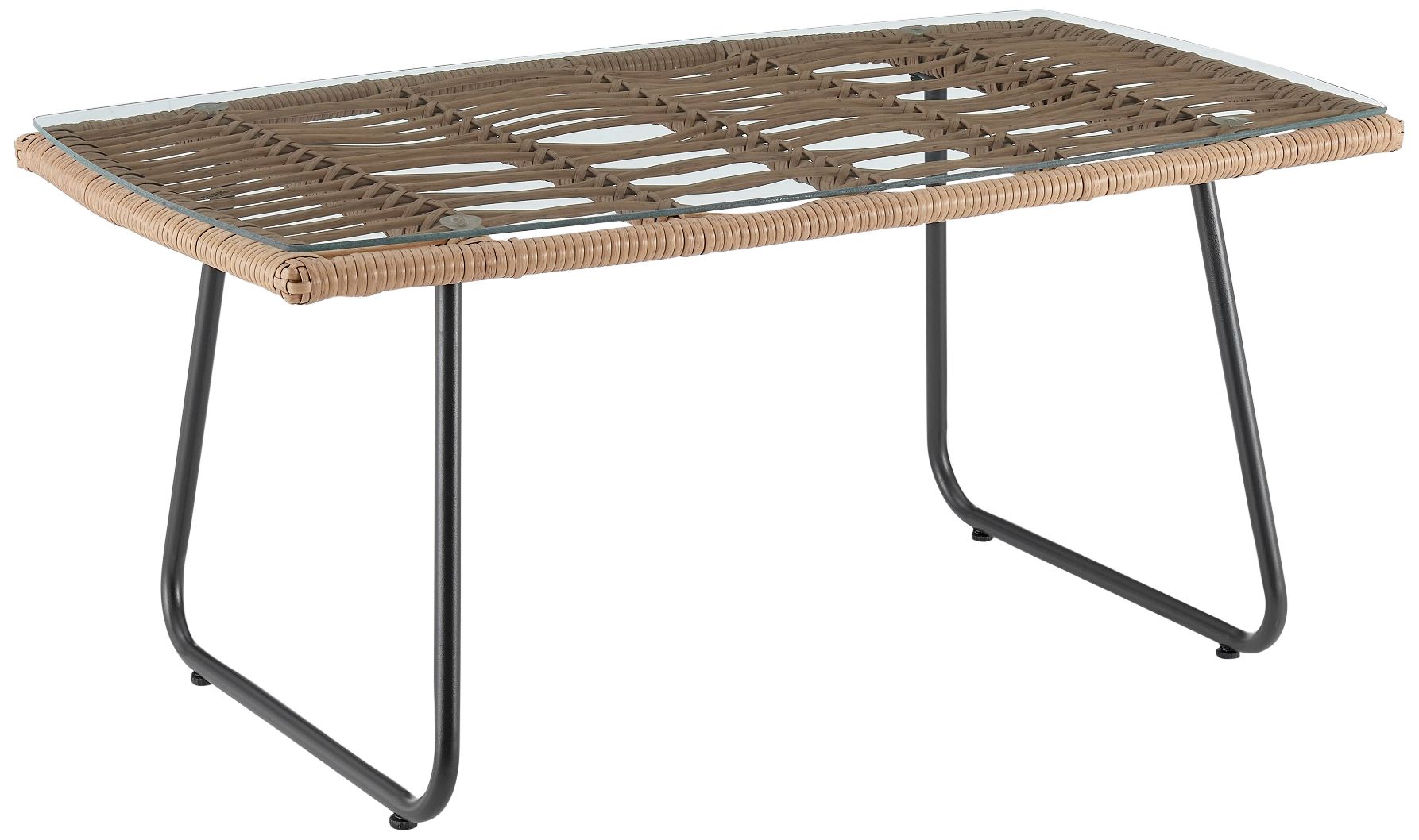 Antibes Rattan Steel 4-Piece Patio Set with Gray Cushion in scene