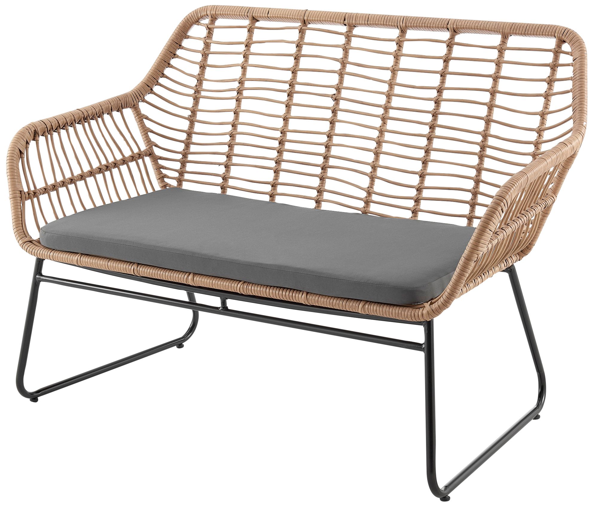 Antibes Rattan Steel 4-Piece Patio Set with Gray Cushion in scene