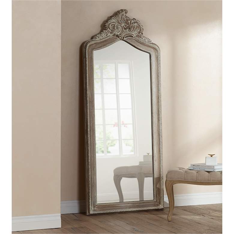 Image 1 Antico White Wash Crown Top 31 inchx74 inch Large Full Length Mirror