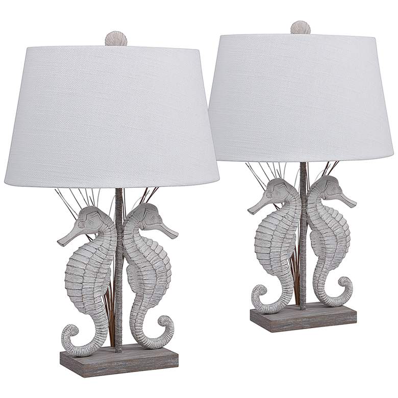 Image 1 Antigua 26 inch Tropical Coastal Seahorse Table Lamps Set of 2