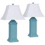 Antigua 30" Linen and Nautical Blue Coastal Table Lamps Set of 2