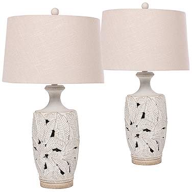 Antigua 31" High Beige Sand Tropical Leaf Table Lamps Set of 2