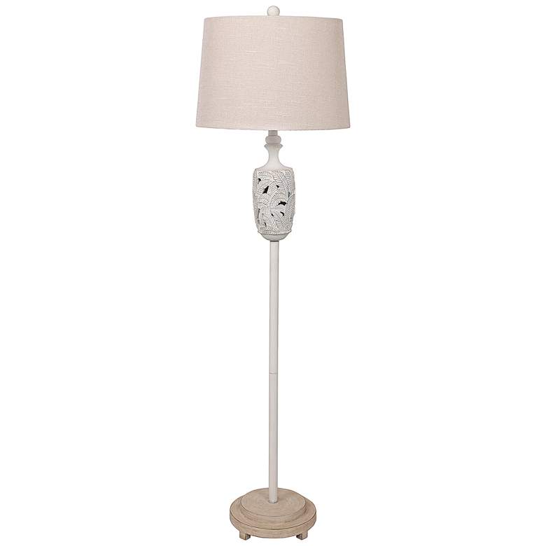 Image 1 Antigua 60" High Beige and Coastal Sand Tropical Leaf Floor Lamp
