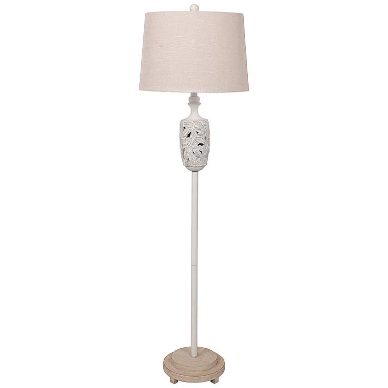 Image 1 Antigua 60 inch High Beige and Coastal Sand Tropical Leaf Floor Lamp