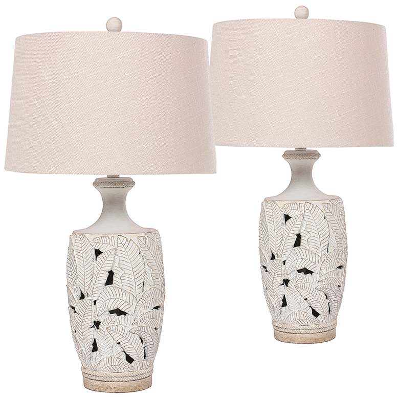 Image 1 Antigua Beige Sand Tropical Leaf Table Lamps Set of 2