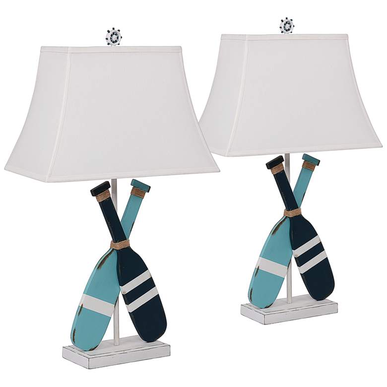 Image 1 Antigua Blue Paddle Table Lamps Set of 2