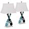 Antigua Blue Paddle Table Lamps Set of 2