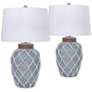 Antigua Gray and White Rope Netted Table Lamps Set of 2