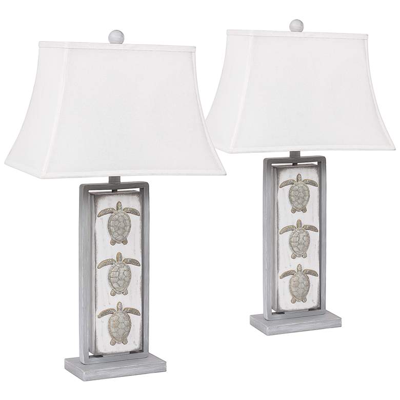 Image 1 Antigua Gray Turtle 30" Rectangular Coastal Table Lamps Set of 2