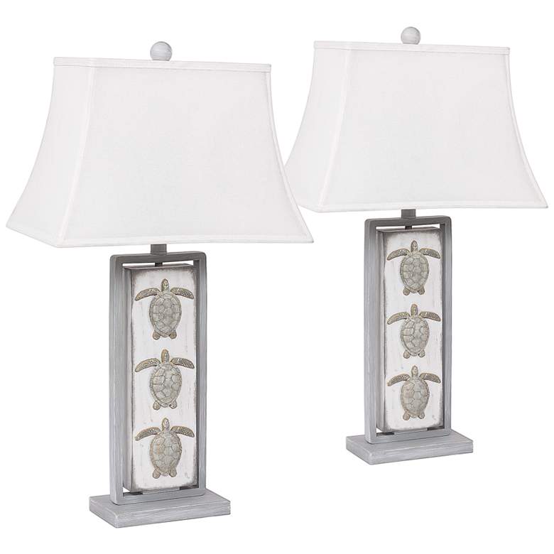 Image 1 Antigua Gray Turtle 30 inch Rectangular Coastal Table Lamps Set of 2